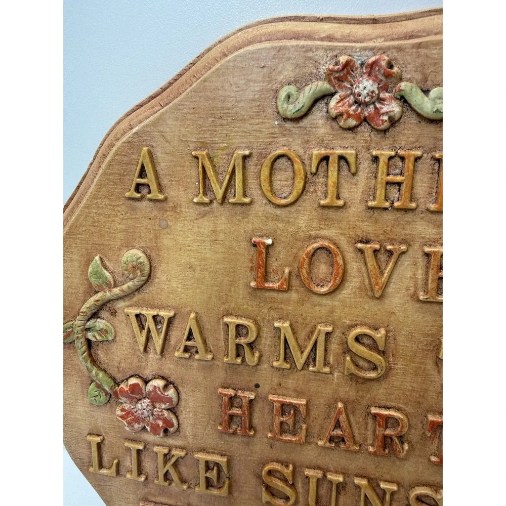 Vintage 1970 Mother's Love Wall Plaque MCM‎ Floral Quote Decor